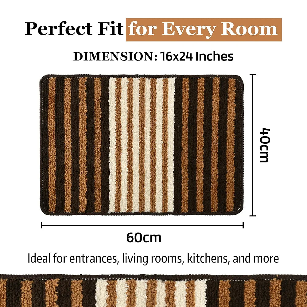 Kuber Industries Anti-Skid Water-Absorbent Door Mats for Home Micro Pearl Lining Brown